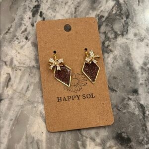 Gold and Brown Dangle Earrings with Bows